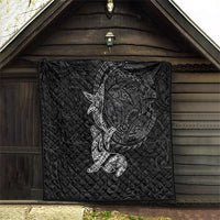 Hawaiian Monk Seal and Whale Quilt Kakau Tribal Pattern Grayscale LT03 - Polynesian Pride