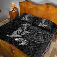 Hawaiian Monk Seal and Whale Quilt Bed Set Kakau Tribal Pattern Grayscale LT03 - Polynesian Pride