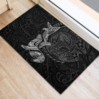 Hawaiian Monk Seal and Whale Rubber Doormat Kakau Tribal Pattern Grayscale LT03 - Polynesian Pride