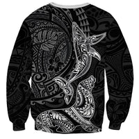 Hawaiian Monk Seal and Whale Sweatshirt Kakau Tribal Pattern Grayscale LT03 - Polynesian Pride