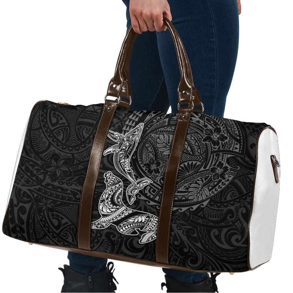 Hawaiian Monk Seal and Whale Travel Bag Kakau Tribal Pattern Grayscale LT03 - Polynesian Pride