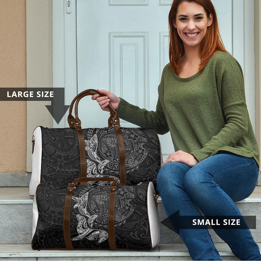 Hawaiian Monk Seal and Whale Travel Bag Kakau Tribal Pattern Grayscale LT03 - Polynesian Pride