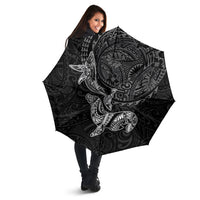 Hawaiian Monk Seal and Whale Umbrella Kakau Tribal Pattern Grayscale LT03 - Polynesian Pride