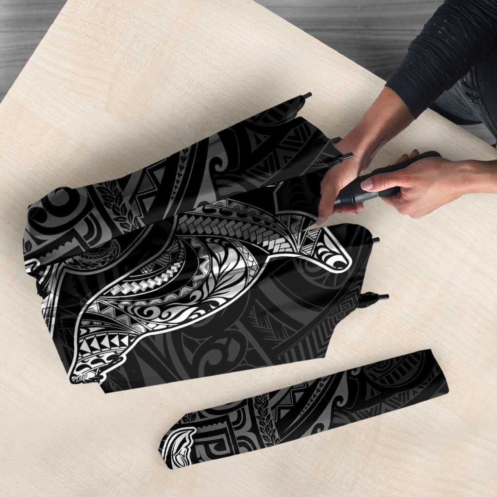 Hawaiian Monk Seal and Whale Umbrella Kakau Tribal Pattern Grayscale LT03 - Polynesian Pride