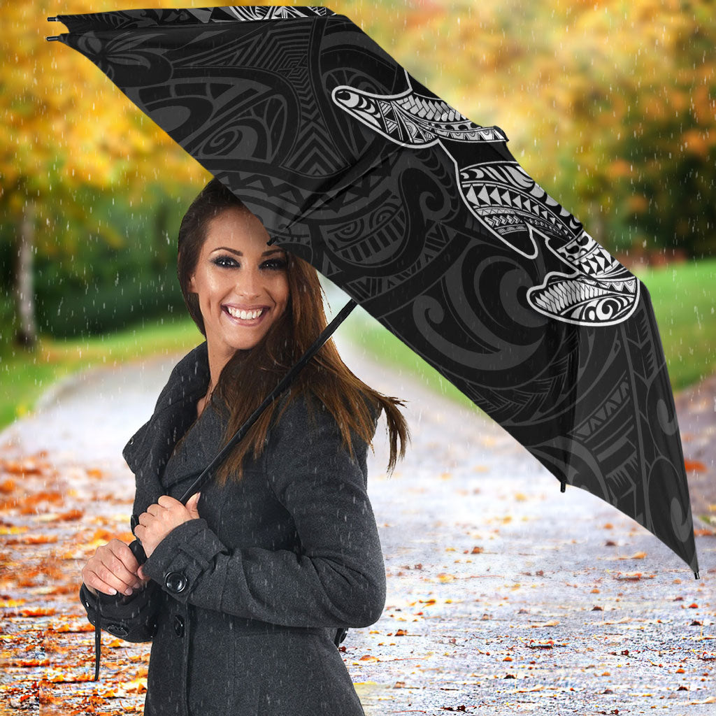 Hawaiian Monk Seal and Whale Umbrella Kakau Tribal Pattern Grayscale LT03 - Polynesian Pride