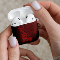 Hawaiian Monk Seal and Whale AirPods Case Kakau Tribal Pattern Red Color LT03 - Polynesian Pride