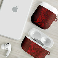 Hawaiian Monk Seal and Whale AirPods Case Kakau Tribal Pattern Red Color LT03 - Polynesian Pride