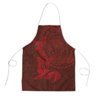 Hawaiian Monk Seal and Whale Apron Kakau Tribal Pattern Red Color LT03 Red - Polynesian Pride
