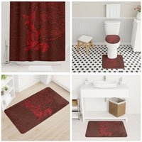 Hawaiian Monk Seal and Whale Bathroom Set Kakau Tribal Pattern Red Color LT03 - Polynesian Pride