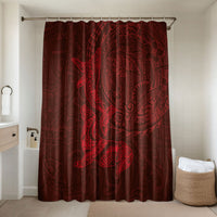 Hawaiian Monk Seal and Whale Bathroom Set Kakau Tribal Pattern Red Color LT03 Shower Curtain Only Red - Polynesian Pride