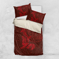 Hawaiian Monk Seal and Whale Bedding Set Kakau Tribal Pattern Red Color LT03 US Twin 172cm x 218cm Red - Polynesian Pride