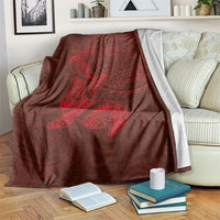 Hawaiian Monk Seal and Whale Blanket Kakau Tribal Pattern Red Color LT03 Red - Polynesian Pride