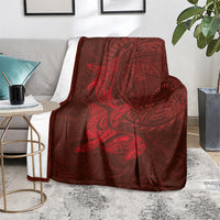Hawaiian Monk Seal and Whale Blanket Kakau Tribal Pattern Red Color LT03 - Polynesian Pride