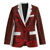 Hawaiian Monk Seal and Whale Blazer Kakau Tribal Pattern Red Color LT03 Unisex Red - Polynesian Pride