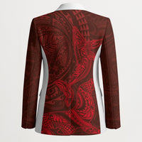 Hawaiian Monk Seal and Whale Blazer Kakau Tribal Pattern Red Color LT03 - Polynesian Pride