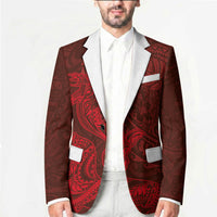Hawaiian Monk Seal and Whale Blazer Kakau Tribal Pattern Red Color LT03 - Polynesian Pride