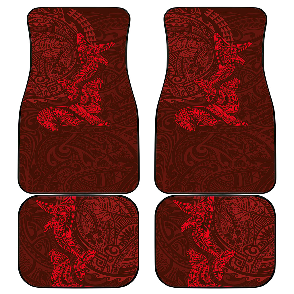Hawaiian Monk Seal and Whale Car Mats Kakau Tribal Pattern Red Color