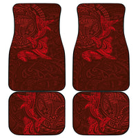Hawaiian Monk Seal and Whale Car Mats Kakau Tribal Pattern Red Color