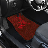 Hawaiian Monk Seal and Whale Car Mats Kakau Tribal Pattern Red Color