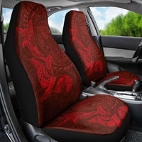 Hawaiian Monk Seal and Whale Car Seat Cover Kakau Tribal Pattern Red Color LT03 - Polynesian Pride