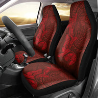 Hawaiian Monk Seal and Whale Car Seat Cover Kakau Tribal Pattern Red Color LT03 - Polynesian Pride