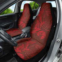 Hawaiian Monk Seal and Whale Car Seat Cover Kakau Tribal Pattern Red Color LT03 - Polynesian Pride