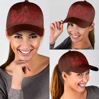 Hawaiian Monk Seal and Whale Classic Cap Kakau Tribal Pattern Red Color LT03 - Polynesian Pride