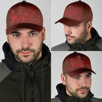 Hawaiian Monk Seal and Whale Classic Cap Kakau Tribal Pattern Red Color LT03 - Polynesian Pride