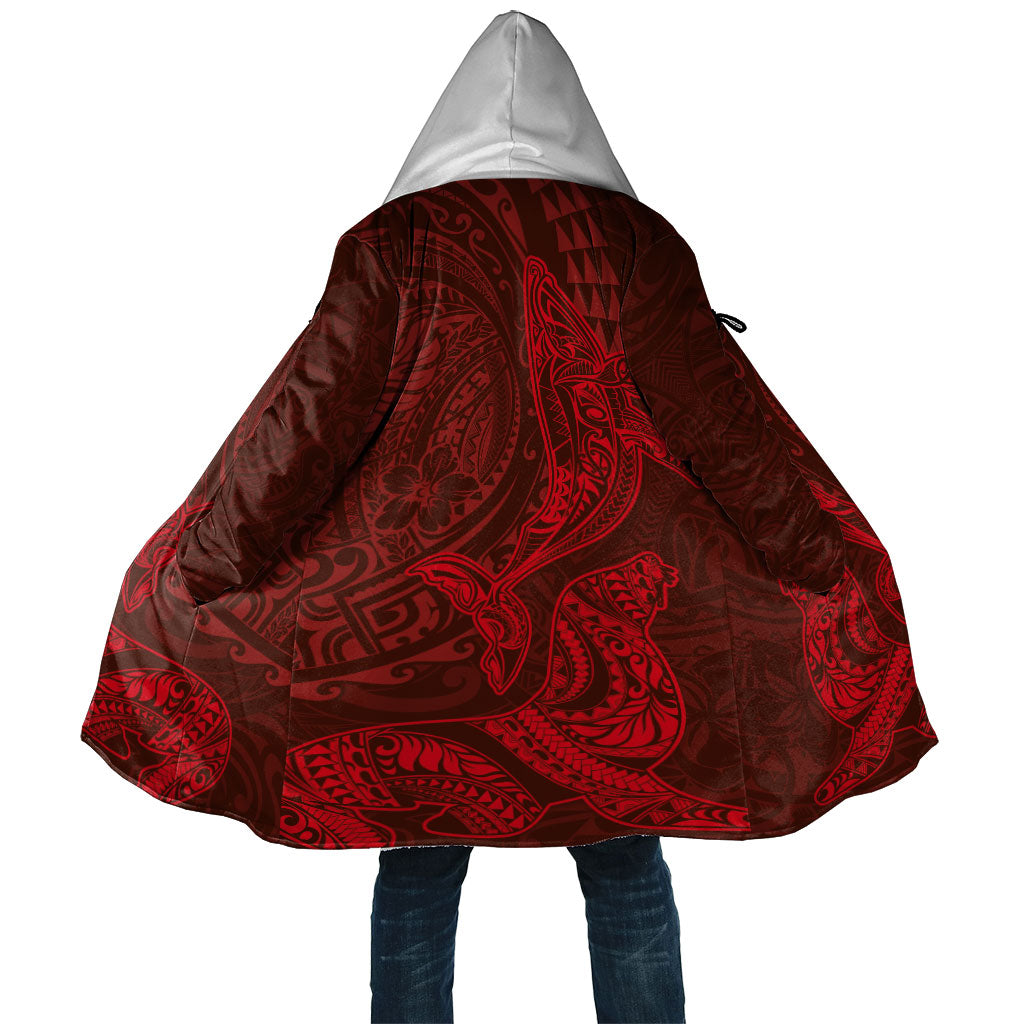 Hawaiian Monk Seal and Whale Cloak Kakau Tribal Pattern Red Color