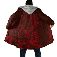 Hawaiian Monk Seal and Whale Cloak Kakau Tribal Pattern Red Color