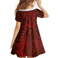 Hawaiian Monk Seal and Whale Family Matching Mermaid Dress and Hawaiian Shirt Kakau Tribal Pattern Red Color