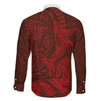 Hawaiian Monk Seal and Whale Family Matching Mermaid Dress and Hawaiian Shirt Kakau Tribal Pattern Red Color
