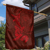 Hawaiian Monk Seal and Whale Garden Flag Kakau Tribal Pattern Red Color LT03 - Polynesian Pride