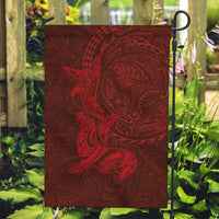 Hawaiian Monk Seal and Whale Garden Flag Kakau Tribal Pattern Red Color LT03 Garden Flag Red - Polynesian Pride