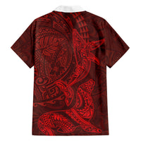 Hawaiian Monk Seal and Whale Hawaiian Shirt Kakau Tribal Pattern Red Color LT03 - Polynesian Pride