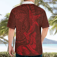 Hawaiian Monk Seal and Whale Hawaiian Shirt Kakau Tribal Pattern Red Color LT03 - Polynesian Pride