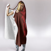 Hawaiian Monk Seal and Whale Hooded Blanket Kakau Tribal Pattern Red Color LT03 - Polynesian Pride