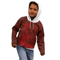Hawaiian Monk Seal and Whale Kid Hoodie Kakau Tribal Pattern Red Color LT03 - Polynesian Pride