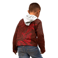 Hawaiian Monk Seal and Whale Kid Hoodie Kakau Tribal Pattern Red Color LT03 - Polynesian Pride