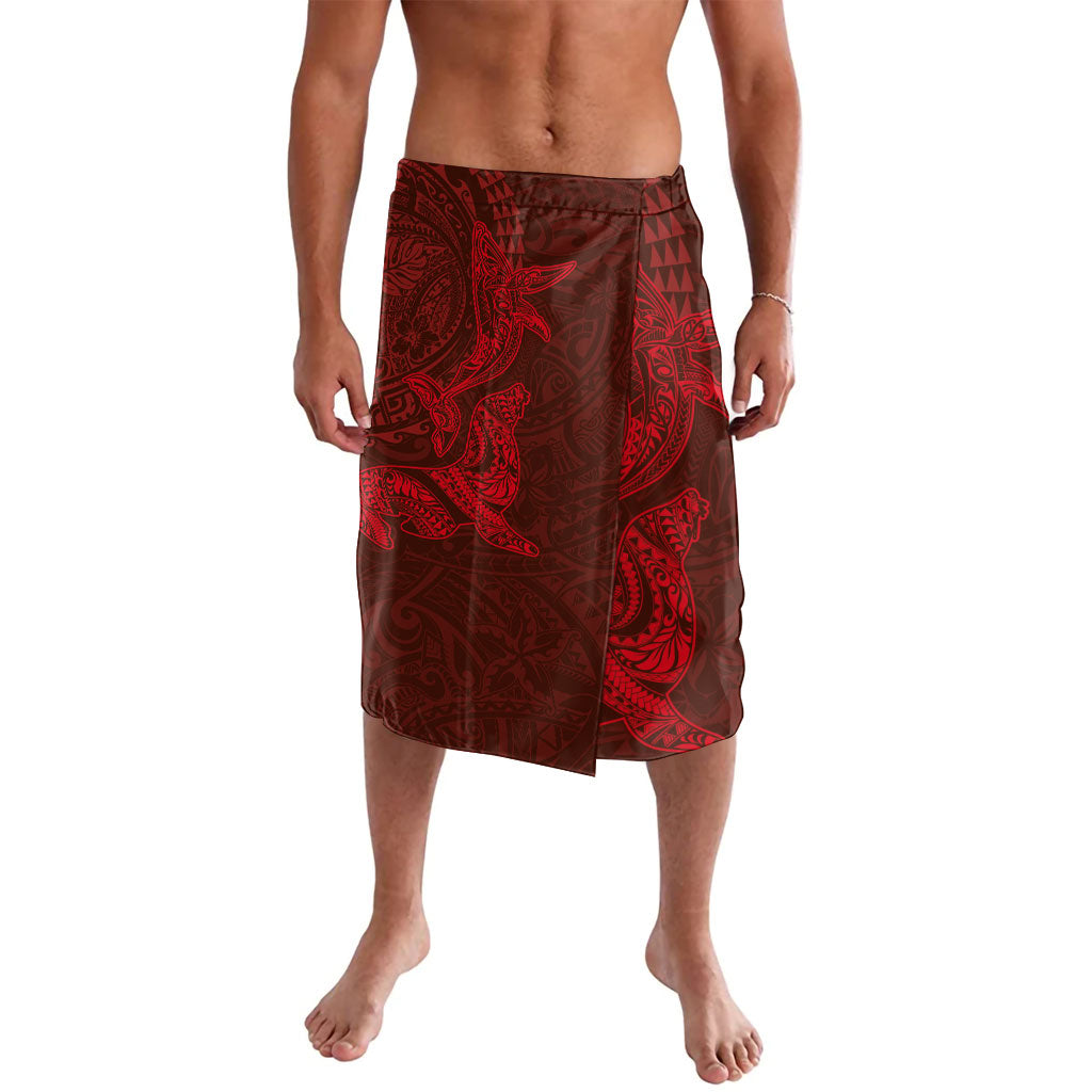 Hawaiian Monk Seal and Whale Lavalava Kakau Tribal Pattern Red Color LT03 Red - Polynesian Pride