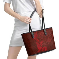 Hawaiian Monk Seal and Whale Leather Tote Bag Kakau Tribal Pattern Red Color LT03 - Polynesian Pride