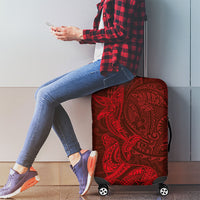 Hawaiian Monk Seal and Whale Luggage Cover Kakau Tribal Pattern Red Color LT03 - Polynesian Pride