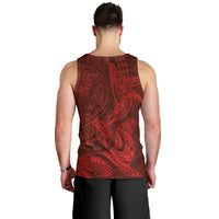 Hawaiian Monk Seal and Whale Men Tank Top Kakau Tribal Pattern Red Color LT03 - Polynesian Pride