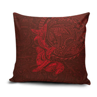 Hawaiian Monk Seal and Whale Pillow Cover Kakau Tribal Pattern Red Color LT03 Red - Polynesian Pride