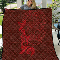 Hawaiian Monk Seal and Whale Quilt Kakau Tribal Pattern Red Color LT03 Red - Polynesian Pride