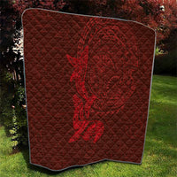 Hawaiian Monk Seal and Whale Quilt Kakau Tribal Pattern Red Color LT03 - Polynesian Pride