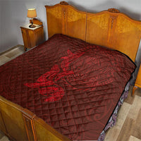 Hawaiian Monk Seal and Whale Quilt Kakau Tribal Pattern Red Color LT03 - Polynesian Pride