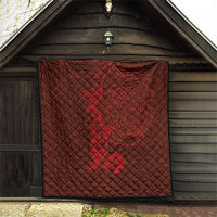 Hawaiian Monk Seal and Whale Quilt Kakau Tribal Pattern Red Color LT03 - Polynesian Pride