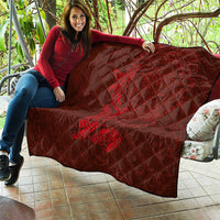 Hawaiian Monk Seal and Whale Quilt Kakau Tribal Pattern Red Color LT03 - Polynesian Pride