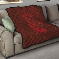 Hawaiian Monk Seal and Whale Quilt Kakau Tribal Pattern Red Color LT03 - Polynesian Pride